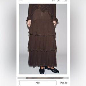 Zara Chocolate Brown Tiered A-Line Skirt